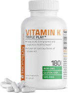 Vitamin K Triple Play (Vitamin K2 MK7 / Vitamin K2 MK4 / Vitamin K1) Full Spectrum Complex Vitamin K Supplement, 180 Capsules