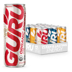 Guru Variety Pack, Clean Energy Drink, Organic Energy Drinks, 142 Mg Natural Caffeine With Green Tea, Pre Workout, Low Calorie, Sucralose Free, Vegan, Plant Based, For Performance & Focus, Mix Pack, 12 Oz Cans (Pack Of 12)12 Fl Oz (Pack Of 12)