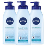 Nivea Lightly Scented Breathable Body Lotion, Body Lotion For Dry Skin, Pack Of Three 13.5 Fl Oz Pump Bottles