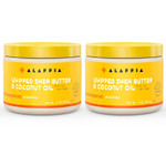 Alaffia Whipped Shea Butter & Coconut Oil, Skin Care And Hair Care, Nourishing Moisturizer Improves Elasticity And Repairs With Vitamin E, Unscented, 2 Pack - 4 Oz Ea4 Ounce (Pack Of 2)