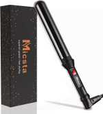 Micsta Negative Ions Curling Iron Long Barrel Ceramic Coated, Dual Voltage Curling Wand Quick Heating, Beach Wave Hair Curler Fast Styling For Long Hair, With Glove And Mat, Black1-1/4 Christmas Gift