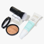 Laura Geller New York Face The Day Kit (3 Pc) - Balance-N-Brighten Foundation, Golden Medium + Spackle Skin Perfecting Primer, Hydrate + Airbrush Round Kabuki Brush