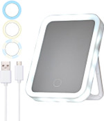 Red By Kiss Rechargeable Makeup Mirror With Led Lights, Portable Travel Vanity Touch Dimmable Mirror, Adjustable Color & Brightness, Lightweight (White)White Red By Kiss Rechargeable Makeup Mirror With Led Lights, Portable Travel Vanity Touch Dimmable Mirror, Adjustable Color & Brightness, Lightweight (White)White