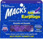 Mack'S Aquablock Swimming Earplugs, 2 Pair - Comfortable, Waterproof, Reusable Silicone Ear Plugs For Swimming, Snorkeling, Showering, Surfing And Bathing (Purple)