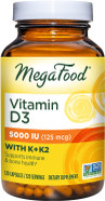 Megafood Vitamin D3 5000 Iu (125 Mcg) - Immune Support Supplement - Bone Health - With Vitamin D3, Vitamin K, And Vitamin K2 - Vegetarian, Gluten-Free - Made Without 9 Food Allergens - 120 Caps