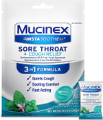 Mucinex Instasoothe Sore Throat + Cough Relief Alpine Herbs & Mint Flavor, Fast Acting, Cooling Comfort, Powerful Sore Throat Oral Pain Reliever, 40 Medicated Drops