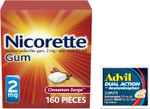 Nicorette 2 Mg Nicotine Gum To Help Quit Smoking - Cinnamon Flavored Stop Smoking Aid, 1-Pack, 160 Count, Plus Advil Dual Action Coated Caplets With Acetaminophen, 2 Count Nicorette 2 Mg Nicotine Gum To Help Quit Smoking - Cinnamon Flavored Stop Smoking Aid, 1-Pack, 160 Count, Plus Advil Dual Action Coated Caplets With Acetaminophen, 2 Count