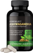 Ashwagandha 250Mg Capsules With Magnesium & Rhodiola Rosea - 5% Withanolides, Natural Mood Suport, Adaptogens Supplement, Boost Energy & Focus - Vegan 60 Caps