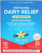 Rite Aid Fast Acting Dairy Relief Chewable Tablets, Vanilla Flavor - 32 Ct. | Lactase Enzyme Supplement | Gas & Bloating Relief | Lactose Intolerance Pills | Dairy Relief Pills | Enzymes For Digestion Rite Aid Fast Acting Dairy Relief Chewable Tablets, Vanilla Flavor - 32 Ct. | Lactase Enzyme Supplement | Gas & Bloating Relief | Lactose Intolerance Pills | Dairy Relief Pills | Enzymes For Digestion