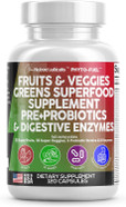 Clean Nutraceuticals Fruits And Veggies Supplement Reds & Green Superfood - Balance Of Over 70 Fruit & Vegetable Supplements Capsules With Probiotics Prebiotics Digestive Enzymes - 120 Ct Usa Clean Nutraceuticals Fruits And Veggies Supplement Reds & Green Superfood - Balance Of Over 70 Fruit & Vegetable Supplements Capsules With Probiotics Prebiotics Digestive Enzymes - 120 Ct Usa