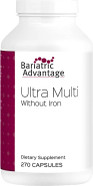 Bariatric Advantage Ultra Multi Without Iron, High Potency Daily Multivitamin For Bariatric Surgery Patients With 22 Essential Vitamins And Nutrients - 90 Capsules, 30 Servings