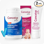 Conceive Plus Mens Fertility Bundle, Fertility Vitamins 60 Count And Fertility Lubricant 2.5 Ounce