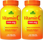Alfa Vitamins Vitamin C Supplement With 1000Mg - Powerful Antioxidant - Immune Booster - Protection From Common Cold - Promotes Healthy Skin - 100 Tablets Bottle - 2 Pack