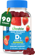 Lifeable Sugar Free Vitamin D 5000 Iu - Great Tasting Natural Flavor Gummy Supplement - Gluten Free Vegetarian Gmo-Free Chewable - For Immune Support And Bone Health - For Adults - 90 Gummies