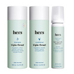 Hers Triple Threat Shampoo, Conditioner And Minoxidil Set - Hair Loss Treatment For Women - Includes Foam 5% Minoxidil Treatment, Color Safe Hair Thickening Shampoo And Conditioner - 3 Count Hers Triple Threat Shampoo, Conditioner And Minoxidil Set - Hair Loss Treatment For Women - Includes Foam 5% Minoxidil Treatment, Color Safe Hair Thickening Shampoo And Conditioner - 3 Count