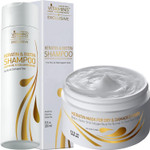 Vitamins Keratin Thick Hair Mask And Shampoo Kit - Repair Treatment For Dry Damaged Curly Wavy Or Straight Thick Coarse Hair And Renewing Cleanser For Clean Glowing Blowout Look - Pro Salon Hair Care