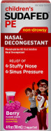 Sudafed Children'S Pe Nasal Decongestant, Liquid Cold Relief Medicine With Phenylephrine Hcl, Alcohol Free And Sugar-Free, Berry-Flavored, 4 Fl. Oz Sudafed Children'S Pe Nasal Decongestant, Liquid Cold Relief Medicine With Phenylephrine Hcl, Alcohol Free And Sugar-Free, Berry-Flavored, 4 Fl. Oz