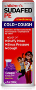 Children'S Sudafed Pe Nasal Decongestant, Cough Suppressant Cold + Cough Non-Drowsy, Grape Flavor 4 Fl Oz