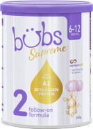 Bubs Supreme Follow-On Formula, Stage 2, Infants 6-12 Months, Made With A2 Beta-Casein Protein Cows Milk, 28.2 Oz Bubs Supreme Follow-On Formula, Stage 2, Infants 6-12 Months, Made With A2 Beta-Casein Protein Cows Milk, 28.2 Oz