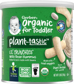 Gerber Organic Baby Food, Toddler, Plant-Tastic, Lil Crunchies, White Bean Hummus, 1.59 Oz Gerber Organic Baby Food, Toddler, Plant-Tastic, Lil Crunchies, White Bean Hummus, 1.59 Oz