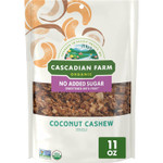 Cascadian Farm Organic Granola With No Added Sugar, Coconut Cashew Cereal, Resealable Pouch, 11 Oz Cascadian Farm Organic Granola With No Added Sugar, Coconut Cashew Cereal, Resealable Pouch, 11 Oz