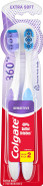 Colgate 360 Extra Soft Toothbrush For Sensitive Teeth And Gums With Tongue And Cheek Cleaner, 2 Pack Colgate 360 Extra Soft Toothbrush For Sensitive Teeth And Gums With Tongue And Cheek Cleaner, 2 Pack
