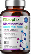 Biophix B-3 Nicotinamide 500 Mg 180 Caps - Nicotinic Amide Niacin Natural Flush-Free Vitamin Formula - Supports Skin Cell Health Biophix B-3 Nicotinamide 500 Mg 180 Caps - Nicotinic Amide Niacin Natural Flush-Free Vitamin Formula - Supports Skin Cell Health
