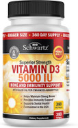 Vitamin D3 5000 Iu (125 Mcg) Natural Immune Support Supplement, Bone Strength, Healthy Muscle Function, With Olive Oil For Highest Absorption, Gluten Free & Non-Gmo, 1 Year Supply, 360 Softgels