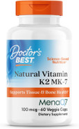 Doctor'S Best Natural Vitamin K2 Mk-7 With Menaq7, 100Mcg Vitamin K2 Supplement Supports Bone Health, Non-Gmo, 60 Veggie Capsules