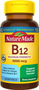 Nature Made Maximum Strength Vitamin B12 5000 Mcg, Dietary Supplement For Energy Metabolism Support, 60 Softgels, 60 Day Supply Nature Made Maximum Strength Vitamin B12 5000 Mcg, Dietary Supplement For Energy Metabolism Support, 60 Softgels, 60 Day Supply