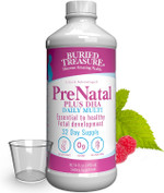 Buried Treasure Prenatal Plus Dha Complete, 16 Oz Orange Banana Flavor, High Potency Liquid Formula Supplement For Before, During, Post Pregnancy, Natural Dha Omega3 Iron Vegetarian Safe W/Dose Cup