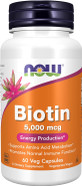 Now Supplements, Biotin 5,000 Mcg, Amino Acid Metabolism*, Energy Production*, 60 Veg Capsules Now Supplements, Biotin 5,000 Mcg, Amino Acid Metabolism*, Energy Production*, 60 Veg Capsules