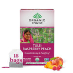 Organic India Tulsi Raspberry Peach Herbal Tea - Stress Relieving & Purifying, Immune Support, Gluten Free, Vegan, Kosher, Usda Certified Organic, Non-Gmo, Caffeine-Free - 18 Infusion Bags Organic India Tulsi Raspberry Peach Herbal Tea - Stress Relieving & Purifying, Immune Support, Gluten Free, Vegan, Kosher, Usda Certified Organic, Non-Gmo, Caffeine-Free - 18 Infusion Bags