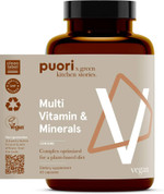 Puori Multi-Vitamin And Mineral Complex - 60 Vegan Capsules - Vegan Certified With 13 Essential Vitamin And 9 Minerals - For Overall Health, Nervous And Immune System - Dairy-Free, Vegetarian