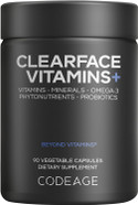 Codeage Clearface Pantothenic Acid, Niacin Supplement, Vitamins A, C, D3, E, Probiotics, Zinc, Riboflavin, Thiamin, L-Lysine Hcl & Omega-3, Niacinamide, Skin Botanical Blend - Non-Gmo - 90 Capsules