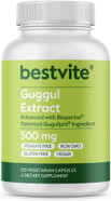 Bestvite Guggul Extract 500Mg (120 Vegetarian Capsules) - Backed By Clinical Research, Patented And Standardized, Enhanced By Bioperine - No Fillers - No Stearates - Vegan - Non Gmo - Gluten Free