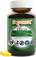 Spoonful Vegan Omega-3 1,000 Mg, Plant-Based Algae Oil, Certified Vegan, Gluten-Free, Non-Gmo, 60 Vegetarian Softgels, 2 Month Supply, Made In Usa