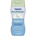 Coppertone Pure and Simple Zinc Oxide Mineral Sunscreen Lotion SPF 50, Body Sunscreen, Water Resistant, Broad Spectrum SPF 50 Sunscreen for Sensitive Skin, 6 Fl Oz Bottle6 Fl Oz (Pack of 1)