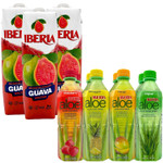 Iberia Aloe Vera Drink With Pure Aloe Pulp, Variety, (Pack Of 8) + Iberia Guava Nectar, 33.8 Fl. Oz. (Pack Of 3)