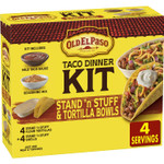 Old El Paso Stand 'N Stuff Shells And Tortilla Bowls, Hard & Soft Taco Dinner Kit, 9.4 Oz Old El Paso Stand 'N Stuff Shells And Tortilla Bowls, Hard & Soft Taco Dinner Kit, 9.4 Oz