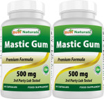 Best Naturals 2 Pack Mastic Gum Capsules 500 Mg - 60 Count - (Non-Gmo) (Gluten Free) - Promotes Healthy Stomach & Duodenal Health - (Total 120 Capsules) Best Naturals 2 Pack Mastic Gum Capsules 500 Mg - 60 Count - (Non-Gmo) (Gluten Free) - Promotes Healthy Stomach & Duodenal Health - (Total 120 Capsules)