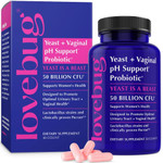 Lovebug Yeast + Vaginal Ph Support | Clinically Studied Ingredients For Yeast & Utis | Multi Strain 50 Billion Cfu | 30 Capsules