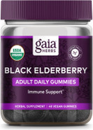 Gaia Herbs Black Elderberry Adult Daily Gummies - Delicious Immune Support Supplement - Made With Certified Organic Black Elderberries For Immune System Support, 80 Gummies (40-Day Supply)