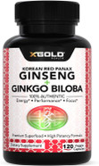 Korean Red Panax Ginseng 1200Mg + Ginkgo Biloba - Extra Strength Root Extract Powder Supplement W/High Ginsenosides Vegan Capsules For Energy, Performance & Focus - Supplement For Men & Women