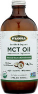 Flora Health Mct Oil Organic Energy Boost, C8 Caprylic & C10 Capric Acids, Keto, Kosher, Non-Gmo Verified, 100% From Ethically And Sustainably Sourced Coconuts, 17 Fl Oz Liquid, Glass Bottle