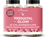 Glow Prenatal Vitamins For Women  20-In-1 Vital Nutrients For Healthy Pregnancy And Fetal Development  Folic Acid & Vegan Dha For Baby'S Growth & A Comfortable Pregnancy  60 Nourishing Capsules