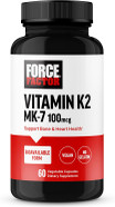 Force Factor Mk-7 Vitamin K2 100Mcg, Bone Support Supplements For Women And Men, Support Heart Health, Bone Density, And More, Bioavailable Form, Vegan, Non-Gmo, 60 Vegetable Capsules