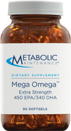Metabolic Maintenance Mega Omega Extra Strength - Epa Dha Omega 3 Supplement 1000Mg Concentrated Fish Oil - Heart, Immune + Neurological System Support (100 Softgels)