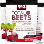 Force Factor Total Beets Blood Pressure Support Supplement, Beets Supplements With Beets Powder, Great-Tasting Beets Chewables For Heart-Healthy Energy, And Increased Nitric Oxide, 180 Chews, 3-Pack