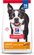 Hill's Science Diet Light , Adult 1-6, Weight Management Support, Small Kibble, Dry Dog Food, Chicken & Barley, 15 lb Bag